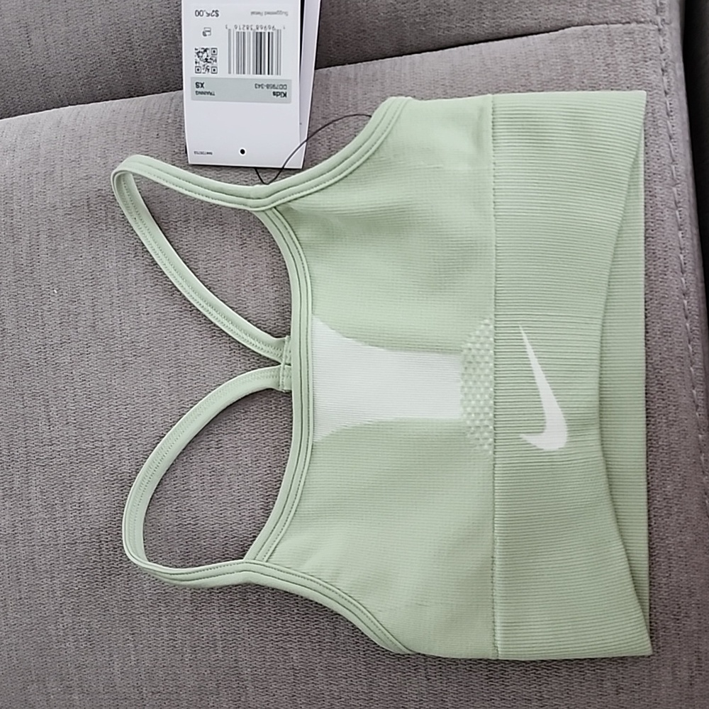 NEW Nike Girls Dri-FIT Indy Sports Bra Olive Size Small Sweat Wicking Training